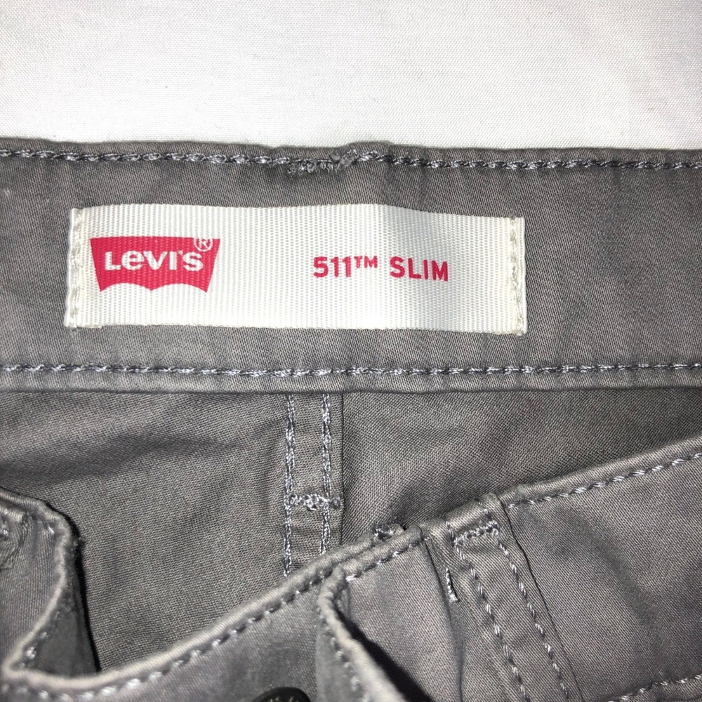 Levis 511 Slim Gray Chino Pants Mens 29x29 Charcoal Five Pocket Casual Trousers - Picture 2 of 13